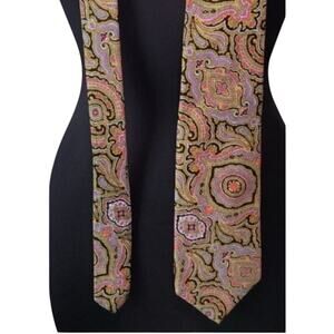 Robert Talbott Siegel Silk Tie Black Psychedelic Yellow Pink Paisley Made USA
